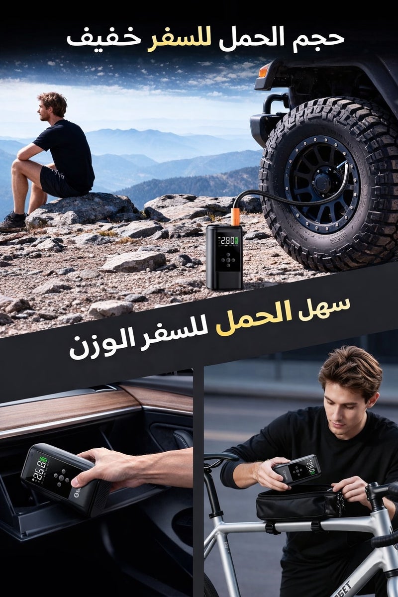 او تو او جهاز تشغيل بطارية السيارة المحمول AOTUO 6000A مع ضاغط هواء، جهاز تشغيل بطارية محمول 10 في 1، صندوق تشغيل محمول 12 فولت مع منفاخ إطارات 160 رطل لكل بوصة مربعة، ضوء LED وكابلات توصيل (10 لتر ديزل لجميع السيارات) - Image 4